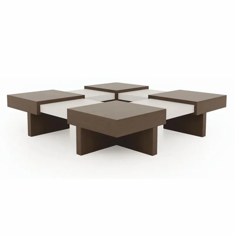Casa Padrino table basse de luxe marron / blanc 100-140 cm - Table de salon extensible Kracherpreis
