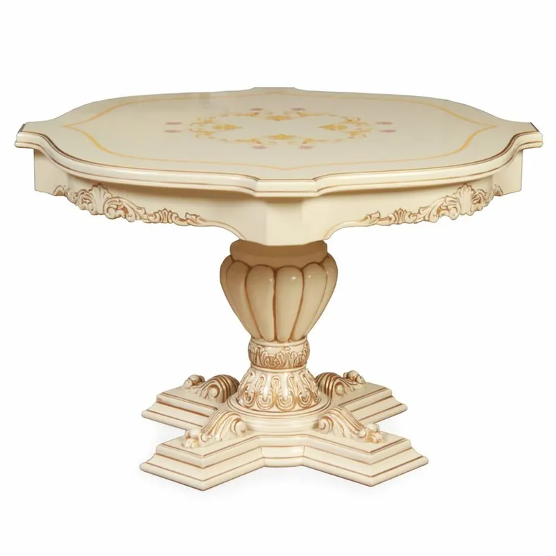 Preis Gesenkt Casa Padrino table à manger baroque de luxe crème / marron Ø 120 cm - Meubles baroques