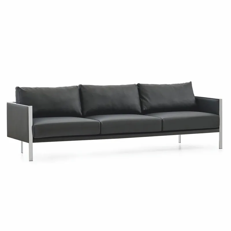 Casa Padrino Canapé de Luxe en Cuir Gris / Argent 236 cm- Meubles d'Hôtel et de Bureau Expressversand