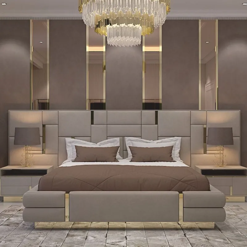 Casa Padrino lit double de luxe gris / or - Meubles d'hôtel et de chambre à coucher de luxe Knallerangebot