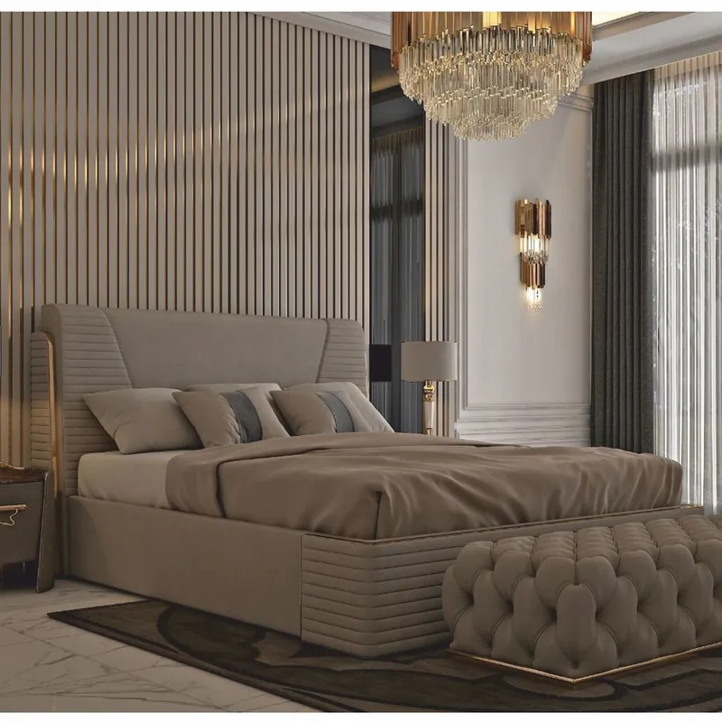 Casa Padrino lit double de luxe gris / or - Intérieur d'hôtel et de chambre Solange Der Vorrat Reicht