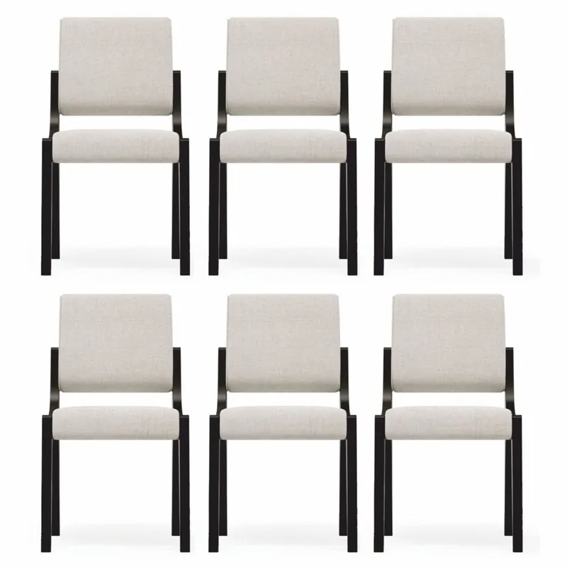 Schneller Versand Casa Padrino ensemble de 6 chaises de salle à manger de luxe blanc crème / noir - Meubles d'hôtel et de salle à manger