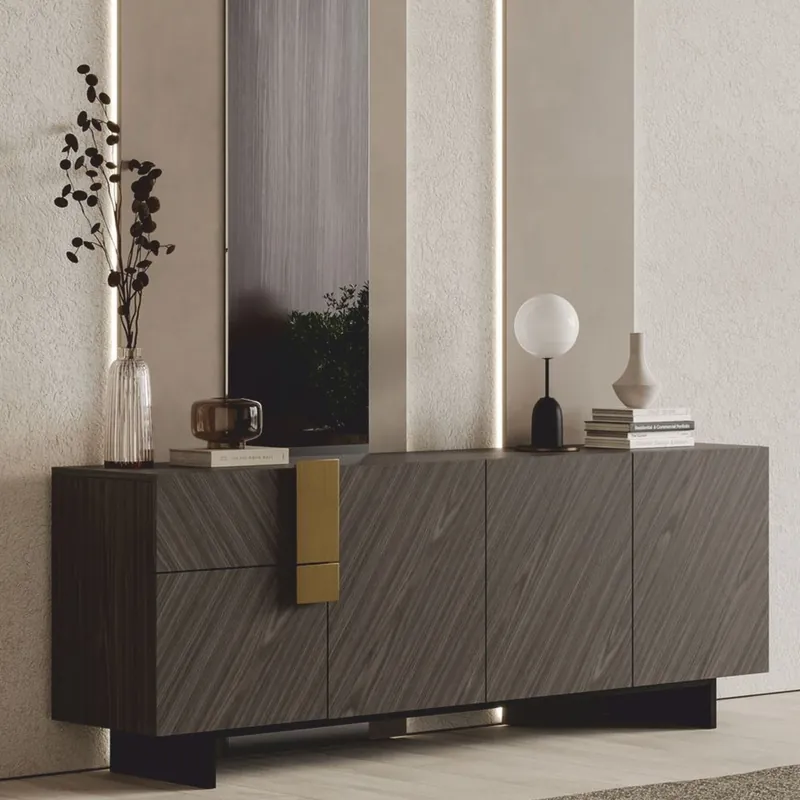 Jetzt Bestellen Casa Padrino buffet de luxe gris / noir / laiton 220 cm - Meubles d'hôtel et de salle à manger
