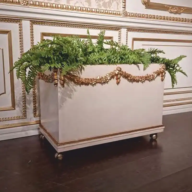 Casa Padrino pot de fleurs baroque de luxe avec roulettes blanc / or 75 cm - Fabriqué en Italie Jetzt Kaufen