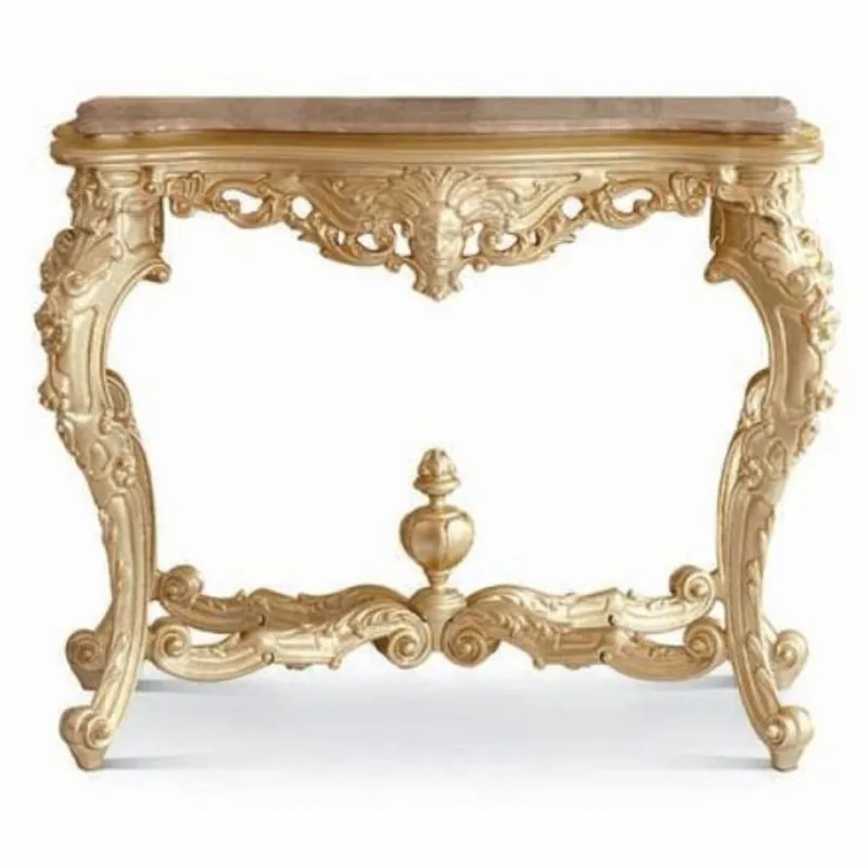 Letzte Chance Casa Padrino console baroque de luxe avec dessu en marbre ivoire / or / marron 113 cm - Fabriqué en Italie