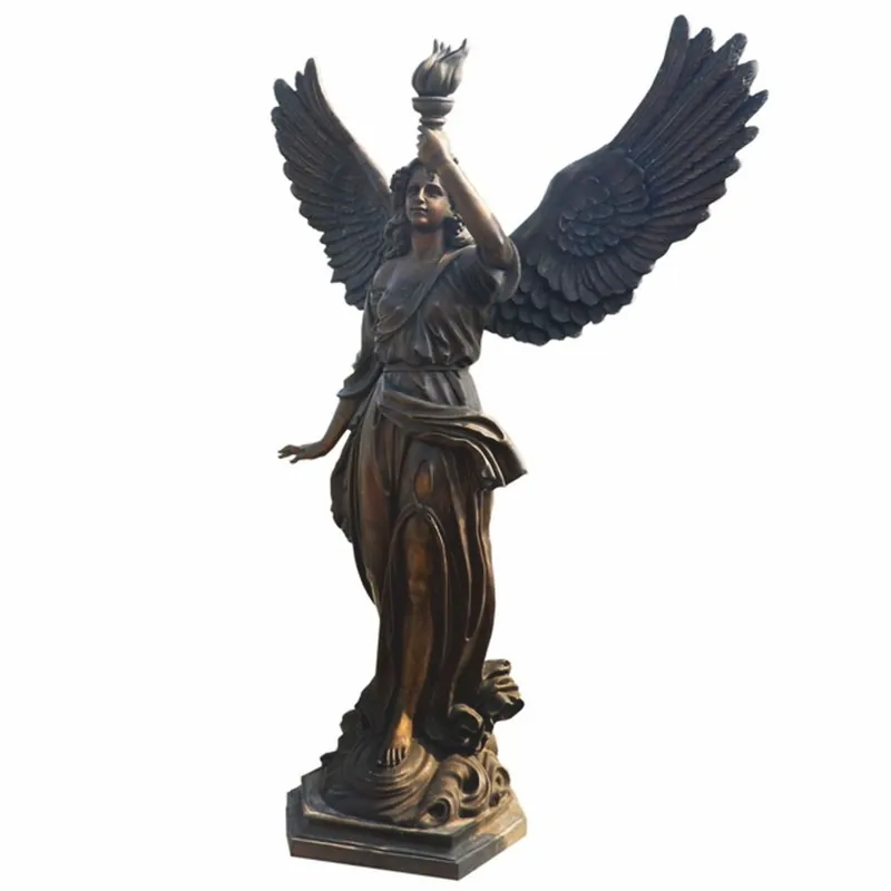 Heißes Angebot Casa Padrino sculpture décorative en laiton de jardin Art Nouveau ange avec torche gauche bronze H. 210 cm