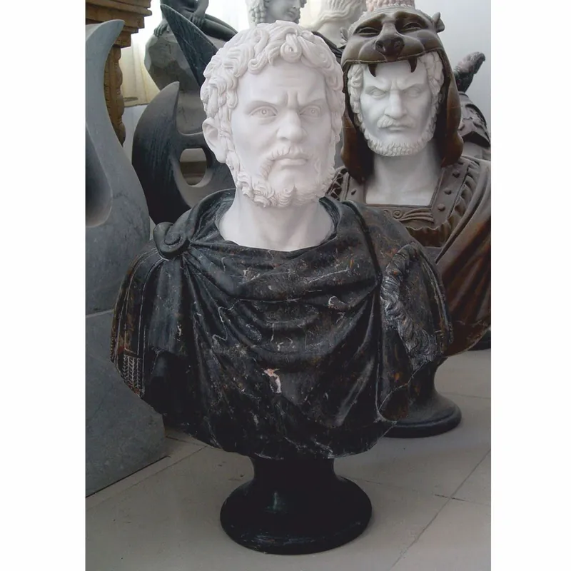 Casa Padrino buste de style antique de luxe en marbre romain blanc / noir H. 80 cm - Sculpture décorative Neue Kollektion
