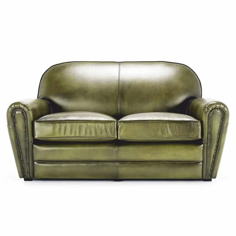 Casa Padrino canapé de luxe en cuir vert / noir 190 cm - Meubles en cuir véritable Solange Der Vorrat Reicht
