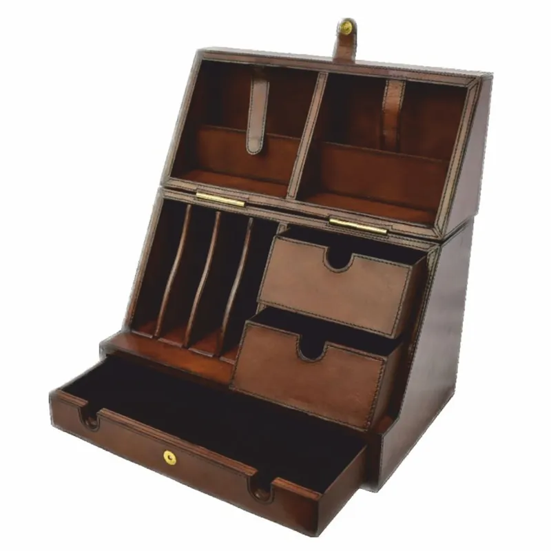 Casa Padrino boîte organiseur de bureau de luxe marron H. 43 cm - Accessoires de bureau Neue Ware