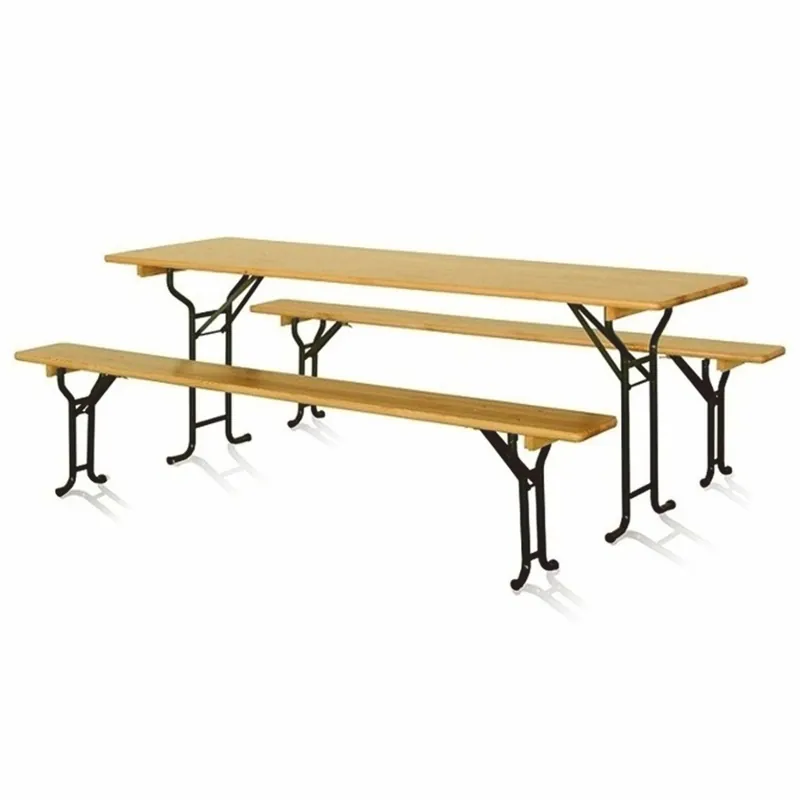 Casa Padrino ensemble de meubles de jardin naturel / noir 220 cm - Meubles de jardin à bière Bestpreis