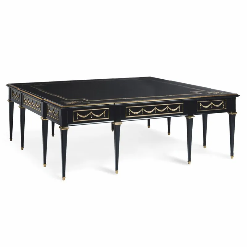 Neue Kollektion Casa Padrino table basse baroque de luxe avec plateau de verre noir / or 127 cm - Fabriqué en Italie