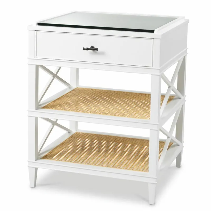 Bestseller Casa Padrino table d'appoint de luxe en acajou avec tiroir et plateau en verre H. 76 cm