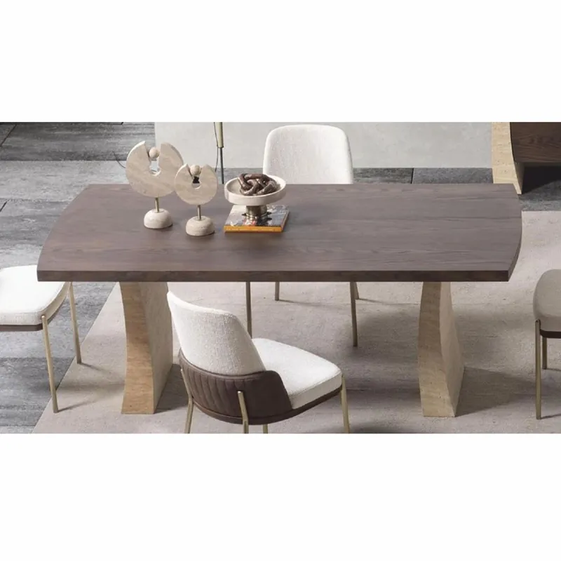 Echt Casa Padrino table à manger de luxe marron / beige 208 cm - Meubles d'hôtel et de salle à manger
