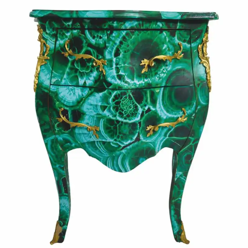 Sonderangebot Casa Padrino table de chevet baroque avec 2 tiroirs vert malachite / laiton - Meubles baroques