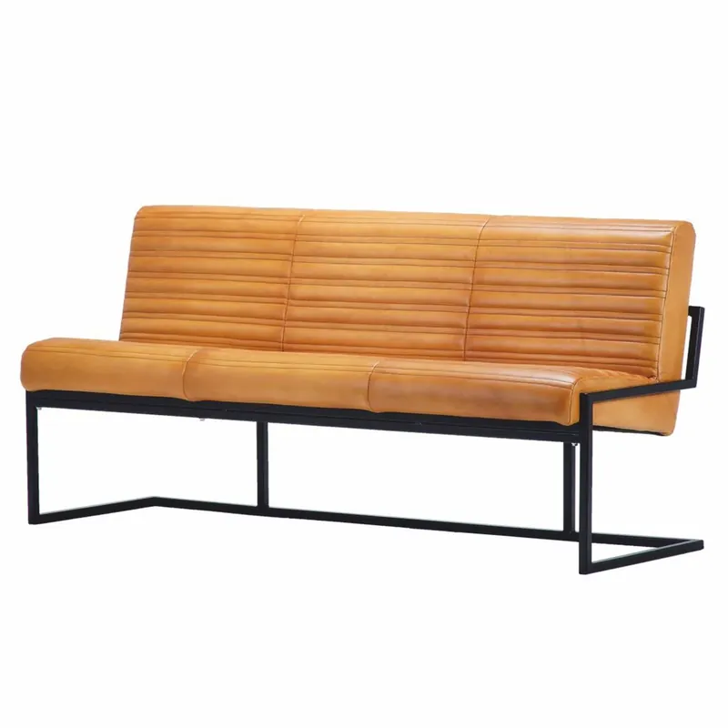 Meistverkauft Casa Padrino banc de luxe en cuir véritable marron clair / noir 200 cm - Meubles en cuir véritable