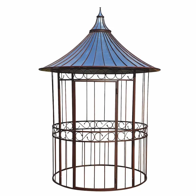 Casa Padrino maison d'oiseau de jardin Art Nouveau en fer forgé rouille / argent Ø 200 x H. 300 cm Neue Kollektion