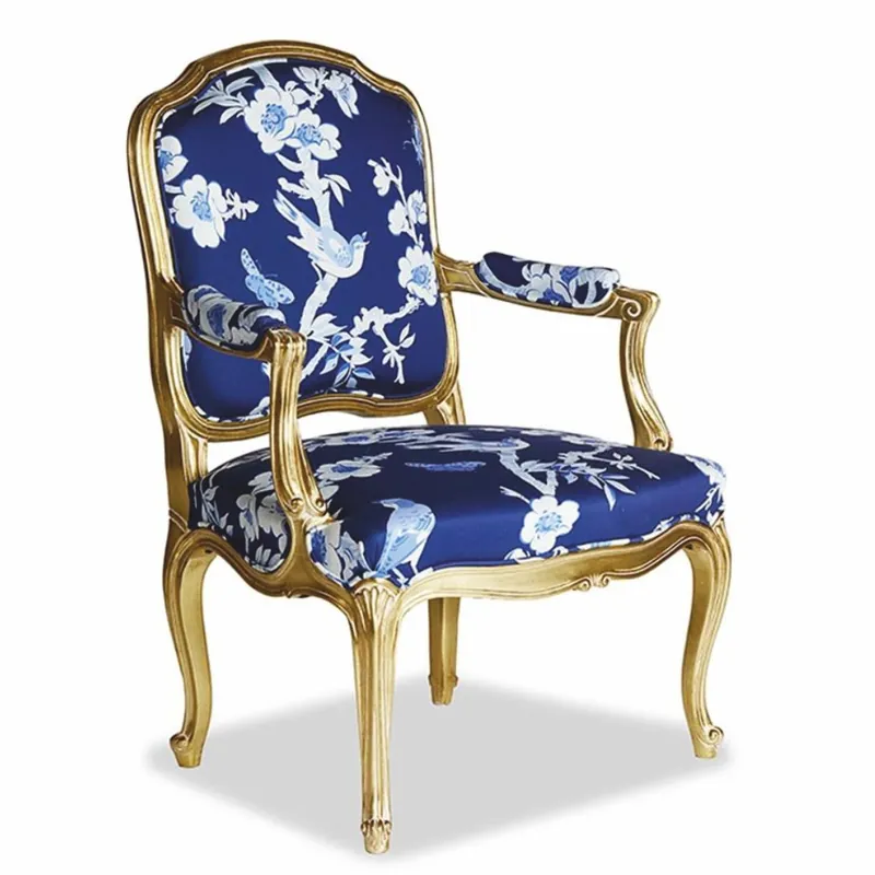 Casa Padrino fauteuil baroque de luxe de hôtel et salon bleu / blanc / or - Fabriqué en Italie Neue Kollektion