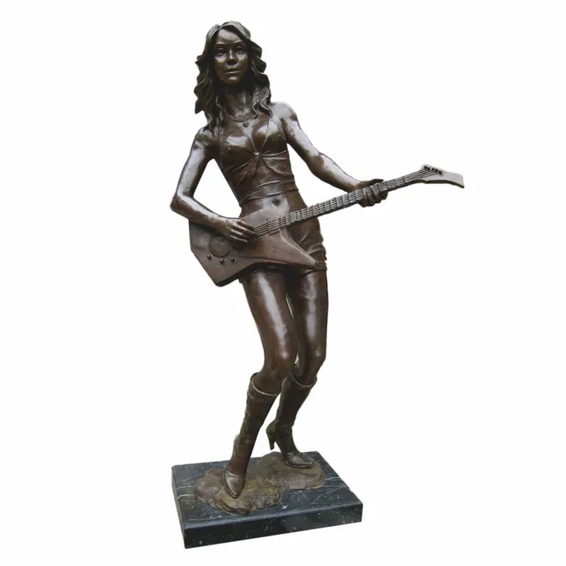 Nur Für Kurze Zeit Casa Padrino sculpture décorative XXL en laiton joueur de guitare bronze / noir H. 180 cm