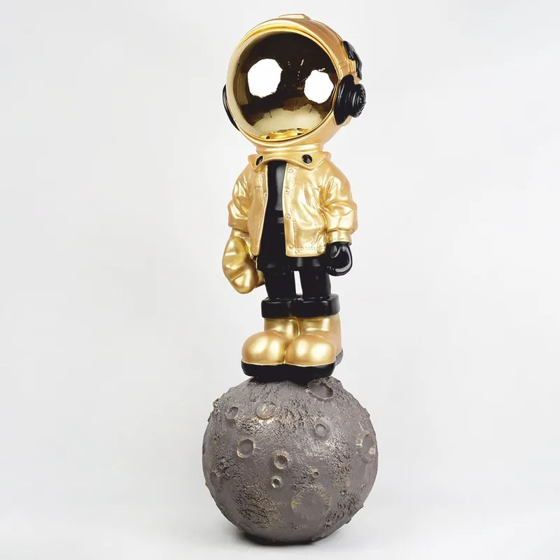 Casa Padrino sculpture décorative XXL astronaute avec étoile sur planète or / noir / gris H. 154 cm Neu