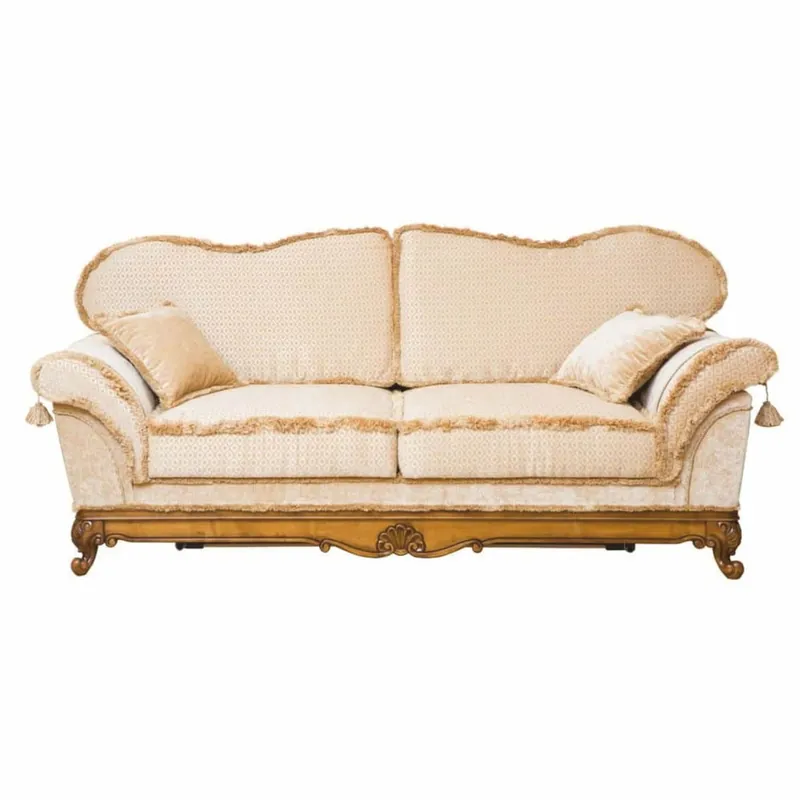 Casa Padrino canapé baroque de luxe crème / marron 210 cm - Meubles de salon baroques Kracherpreis