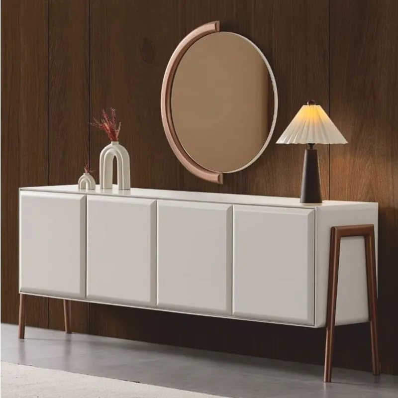 Casa Padrino buffet de luxe avec 4 portes et miroir blanc / marron 220 cm - Meubles de luxe Neue Kollektion