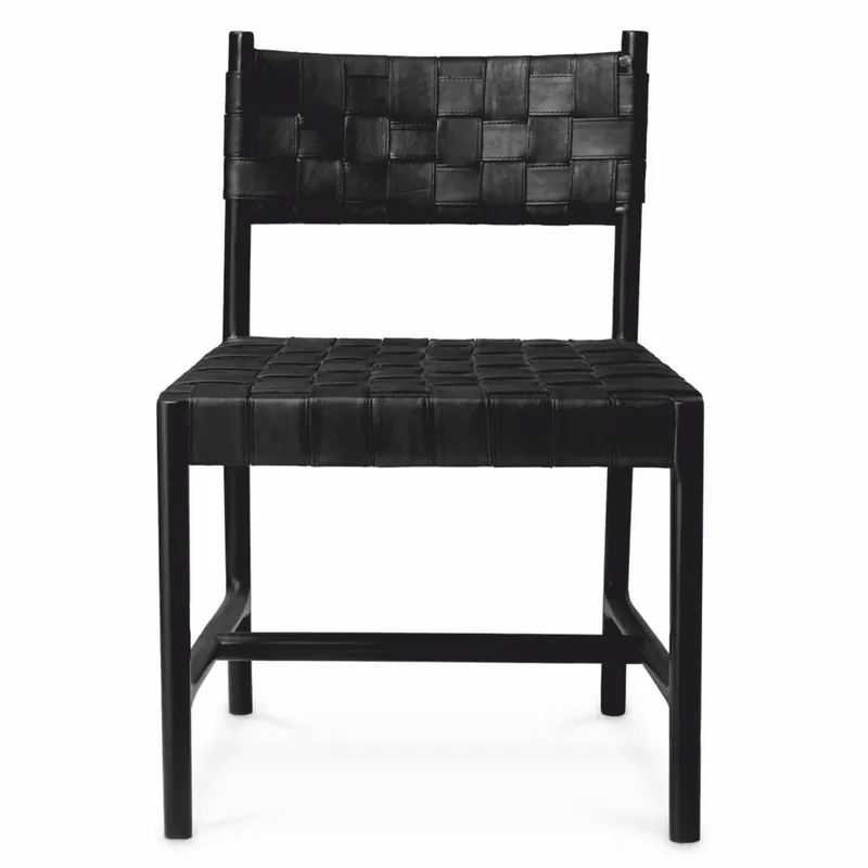 Casa Padrino chaise de salle à manger de luxe en cuir noir H. 85 cm - Meubles de salle à manger Sonderaktion