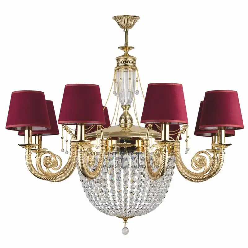 Begrenztes Angebot Casa Padrino lustre baroque de luxe or / rouge bordeaux Ø 98 x H. 98 cm