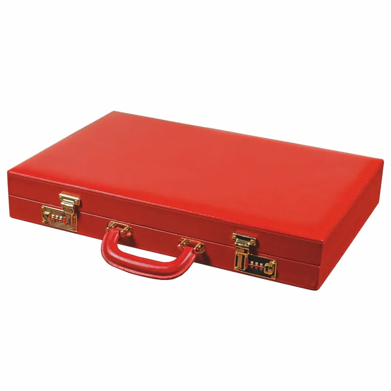 Letzte Chance Casa Padrino Mallette de Backgammon de Luxe en Cuir Véritable Rouge - Accessoires de Luxe