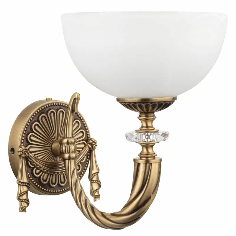 Casa Padrino applique murale de luxe baroque laiton avec patine / blanc H. 26 cm - Luminaires baroques Letzte Chance