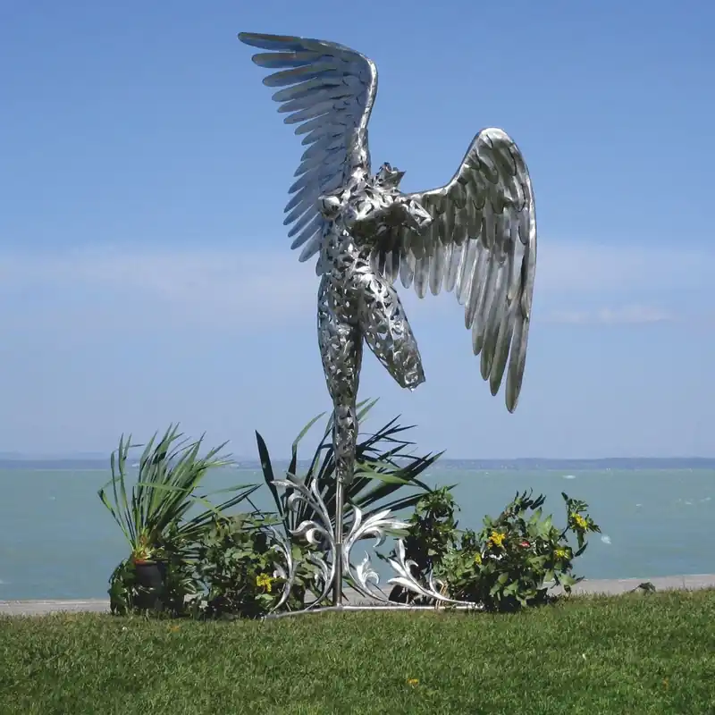 Casa Padrino sculpture décorative de luxe ange argent H. 230 cm - Grande figurine de jardin Schnäppchen