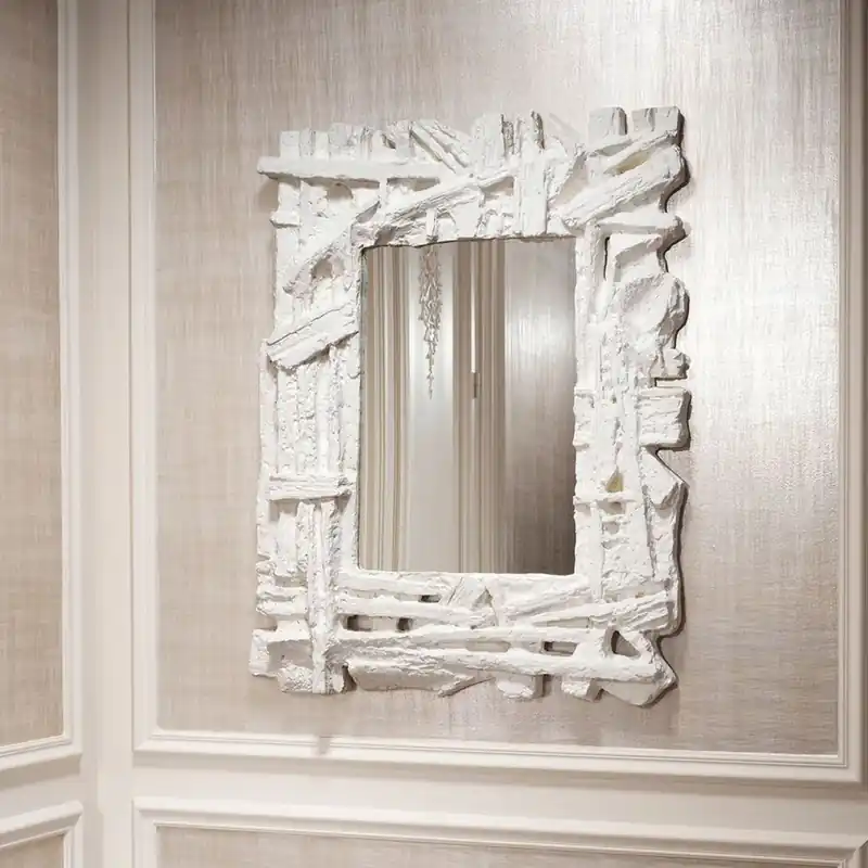 Casa Padrino miroir de luxe blanc mat 121 cm - Miroir mural rectangulaire - Meubles de luxe Nur Für Kurze Zeit