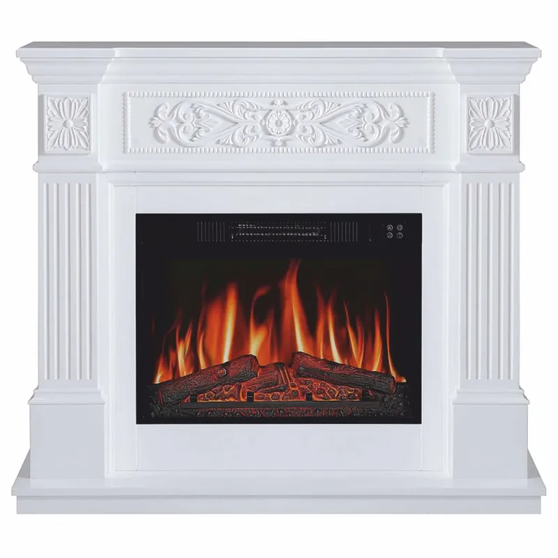 Casa Padrino cheminée électrique baroque LED blanc 106,6 x 37 x H. 92,5 cm - Meubles baroques Direkt Vom Hersteller