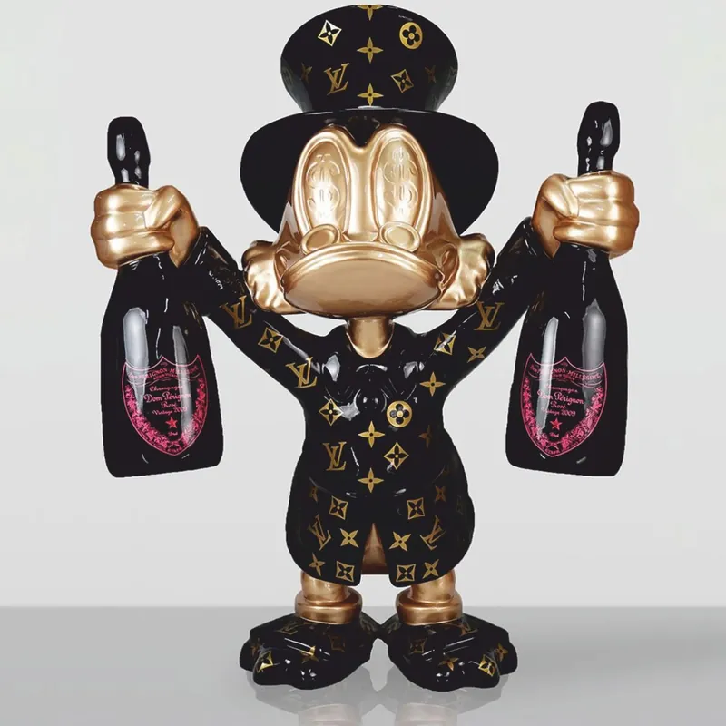 Casa Padrino sculpture décorative XXL canard noir / or H. 170 cm - Grande figurine décorative Heißes Angebot