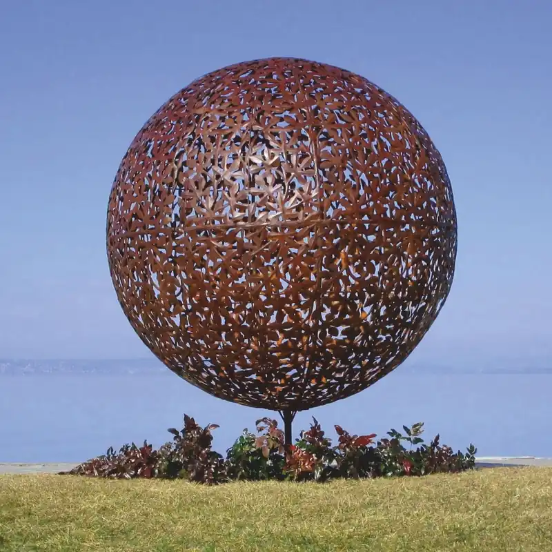 Jetzt Kaufen Casa Padrino sculpture de décoration de jardin de luxe en acier sphère rouille Ø 170 x H. 200 cm