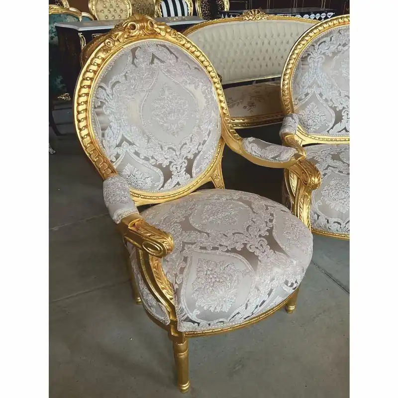 Saisonangebot Casa Padrino chaise de salon baroque médaillon gris / or H. 100 cm - Meubles baroques