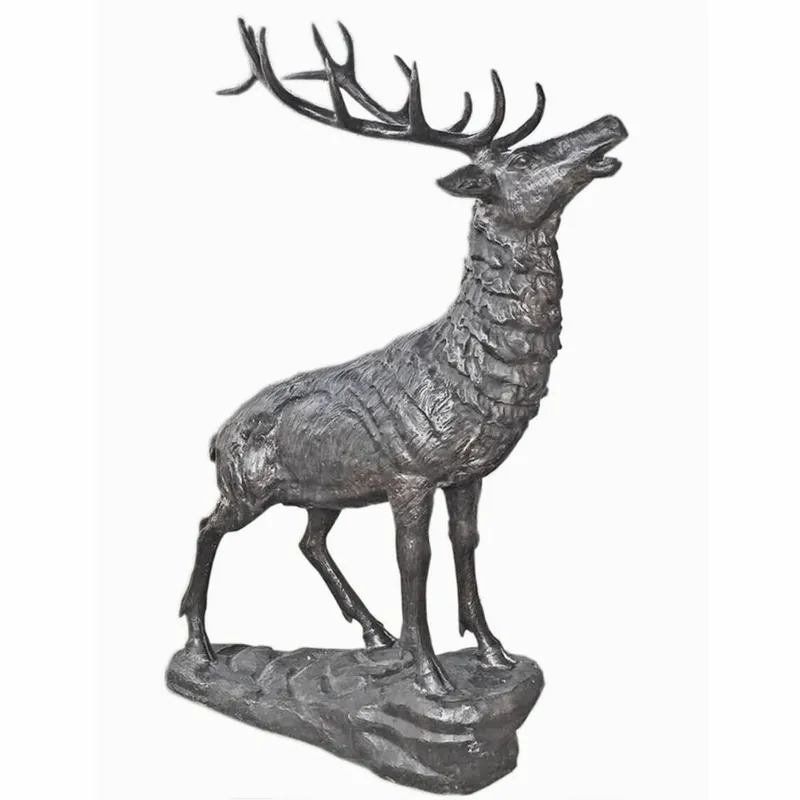 Billig Casa Padrino sculpture décorative de jardin XXL en laiton cerf gris H. 177 cm