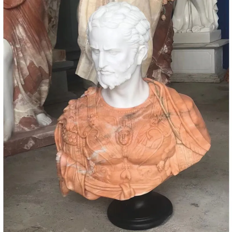 Casa Padrino buste de style antique de luxe en marbre romain blanc / orange / noir H. 80 cm Angebot