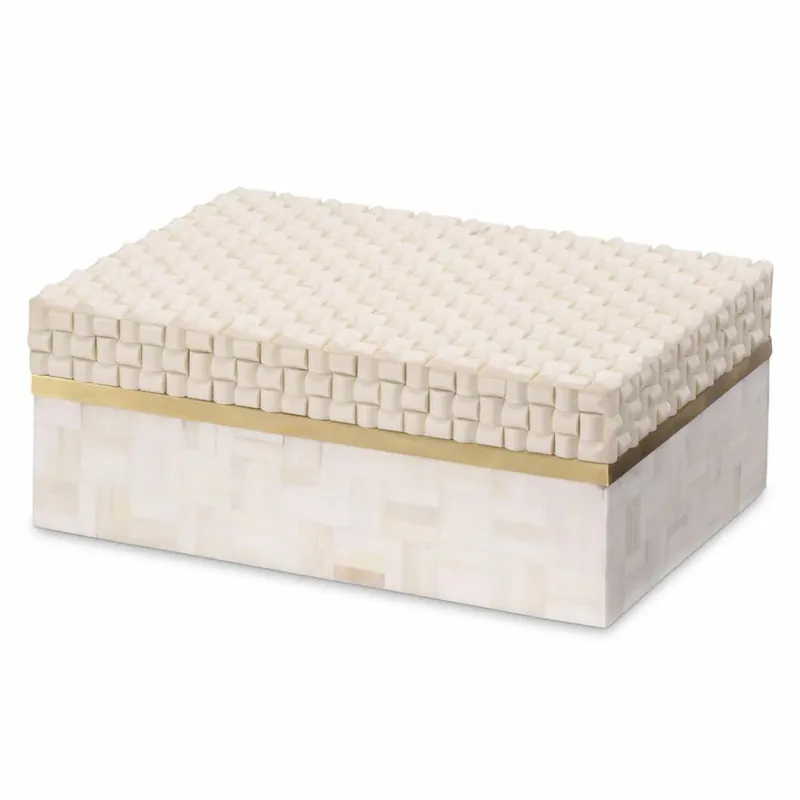 Casa Padrino coffret de rangement de luxe crème / laiton vintage 28,5 cm - Accessoires de luxe Must-Have