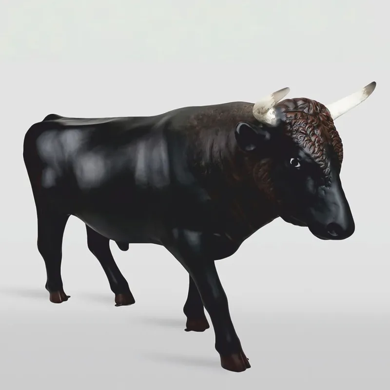 Casa Padrino sculpture décorative XXL taureau noir / marron foncé / blanc 233 cm - Grandeur nature Sofort Bestellen
