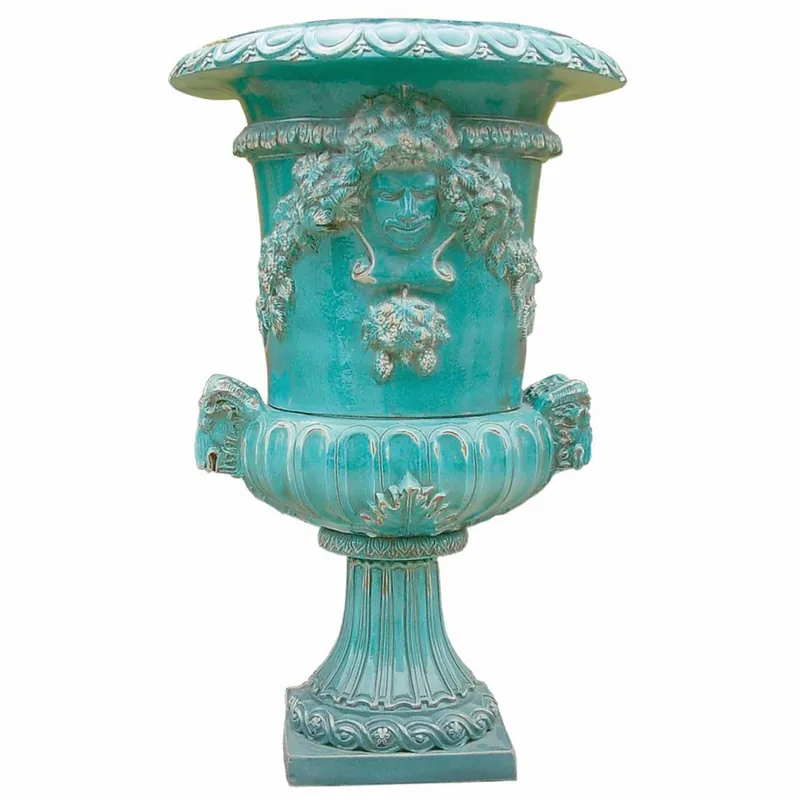 Nur Für Kurze Zeit Casa Padrino pot de fleurs baroque de luxe en céramique de décoration de jardin vert antique Ø 102 x H. 162 cm