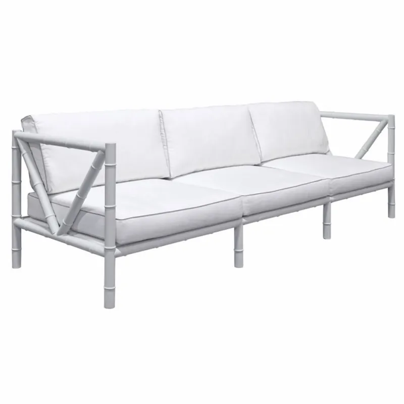Finale Aktion Casa Padrino canapé de luxe en fer forgé gris / blanc 280 cm - Canapé hôtel et jardin