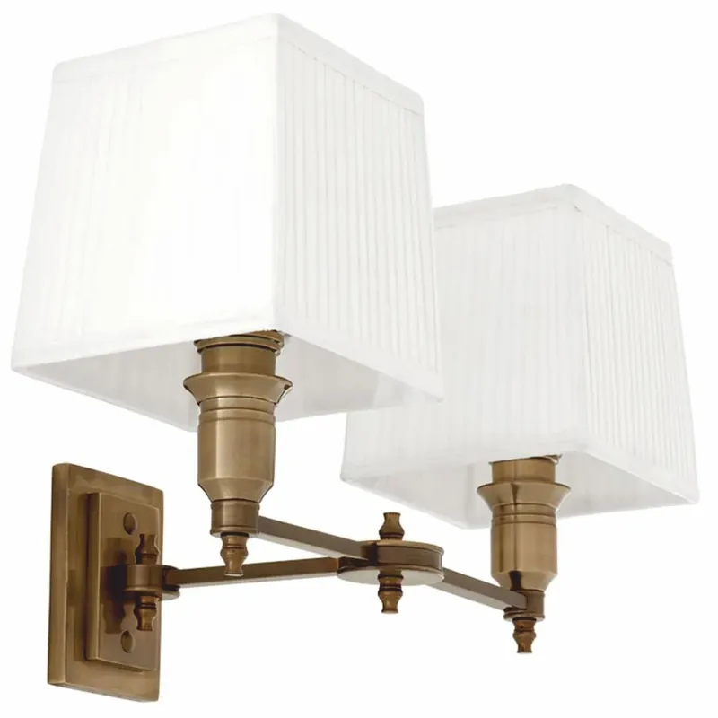Casa Padrino applique murale double de luxe laiton antique / blanc 40 cm - Éclairage de luxe Meistverkauft