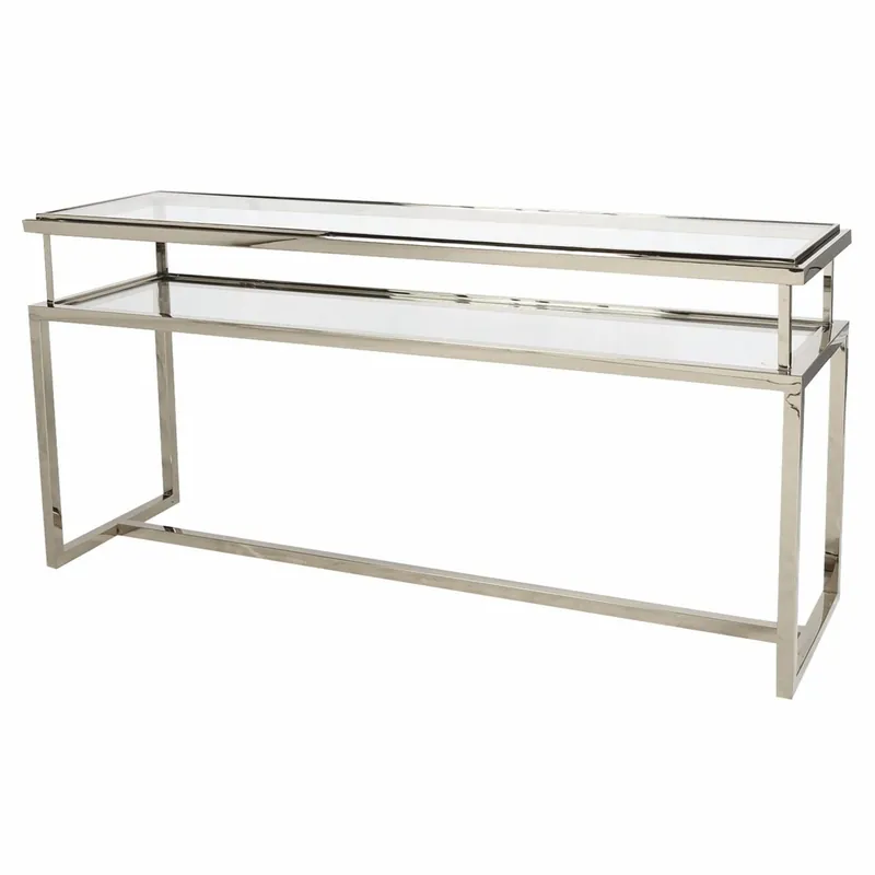 Casa Padrino console de luxe en acier inoxydable avec plateau en verre argent 160 cm - Intérieur de luxe Direktkauf