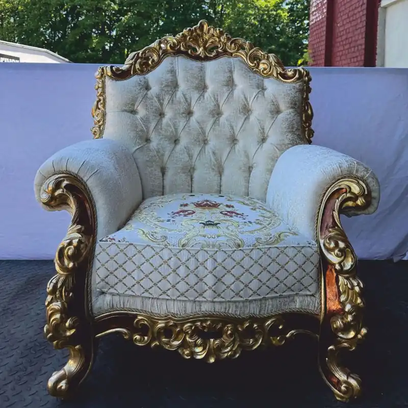 Jetzt Kaufen Casa Padrino Fauteuil Baroque de Luxe Blanc / Marron / Or H. 120 cm - Mobilier Baroque