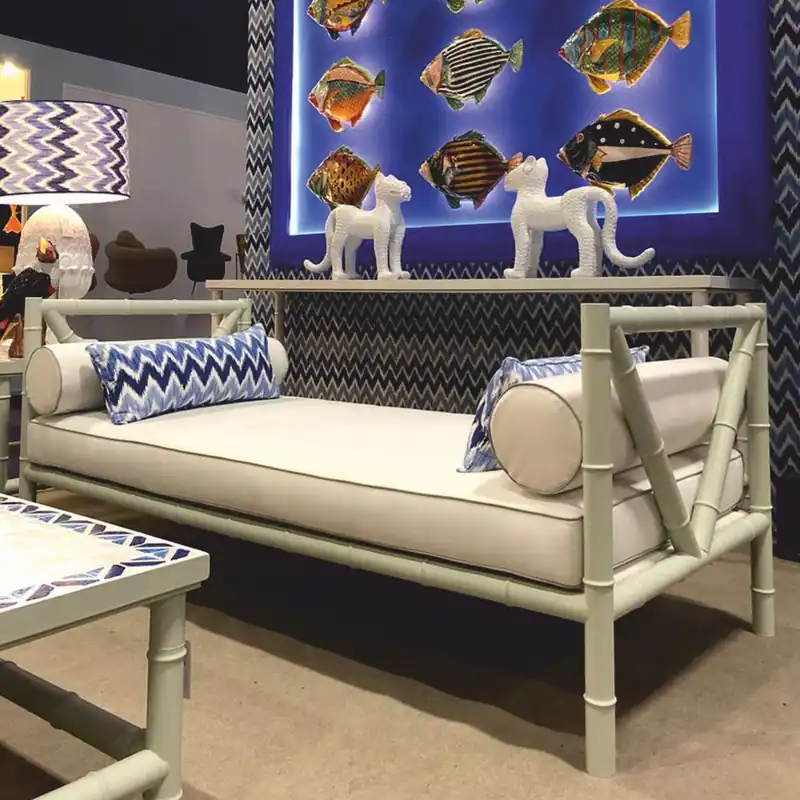 Casa Padrino canapé de luxe en fer forgé gris / beige 200 cm - Canapé hôtel et jardin Neu