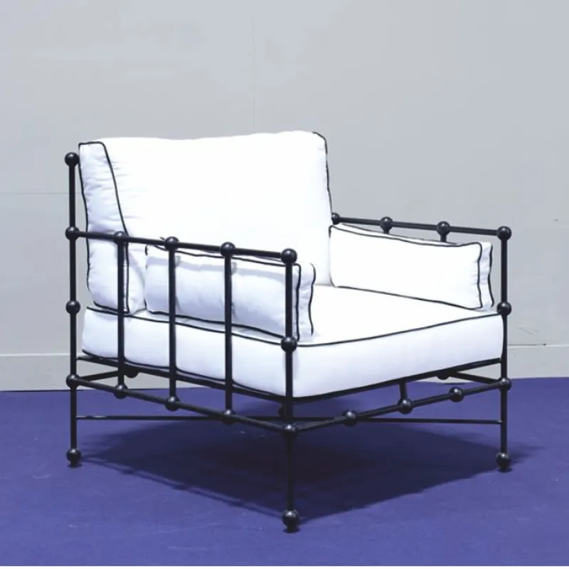 Ausverkauf Casa Padrino fauteuil de luxe en fer forgé noir / blanc - Fauteuil hôtel et jardin