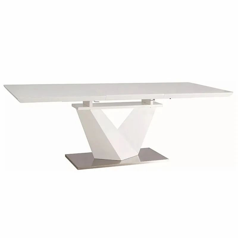 Casa Padrino table à manger design blanc / argent 160-220 cm - Table de cuisine extensible Geprüft