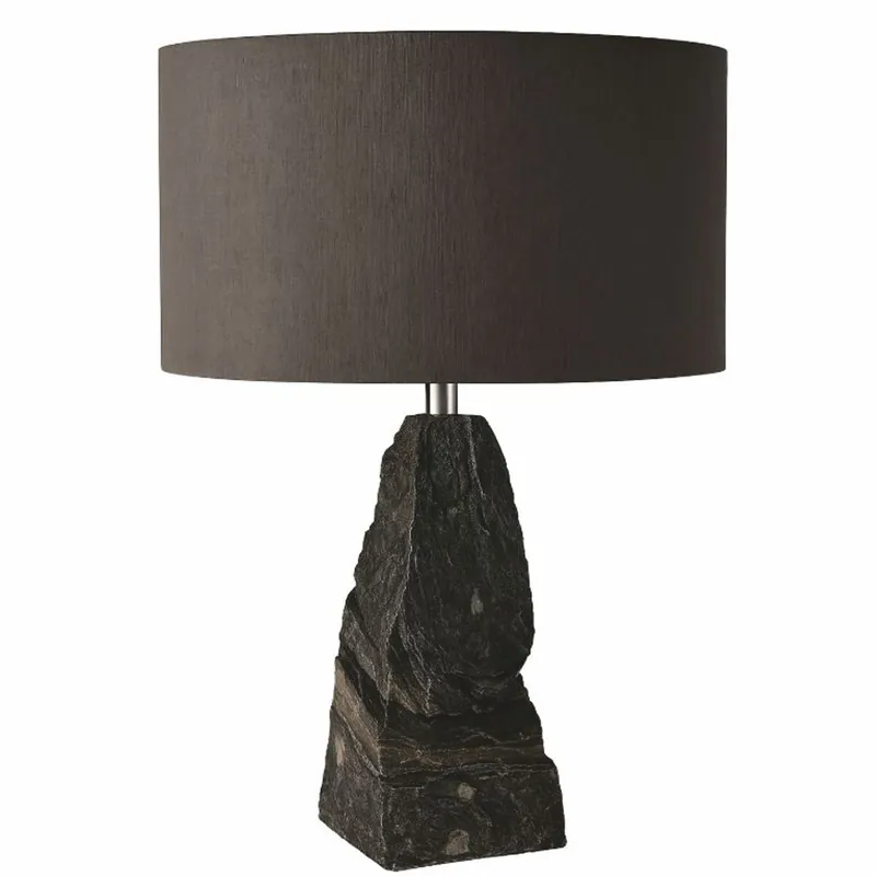 Casa Padrino lampe de table de luxe en pierre naturelle noir / argent H. 56 cm - Lampe de bureau Sichere Zahlung