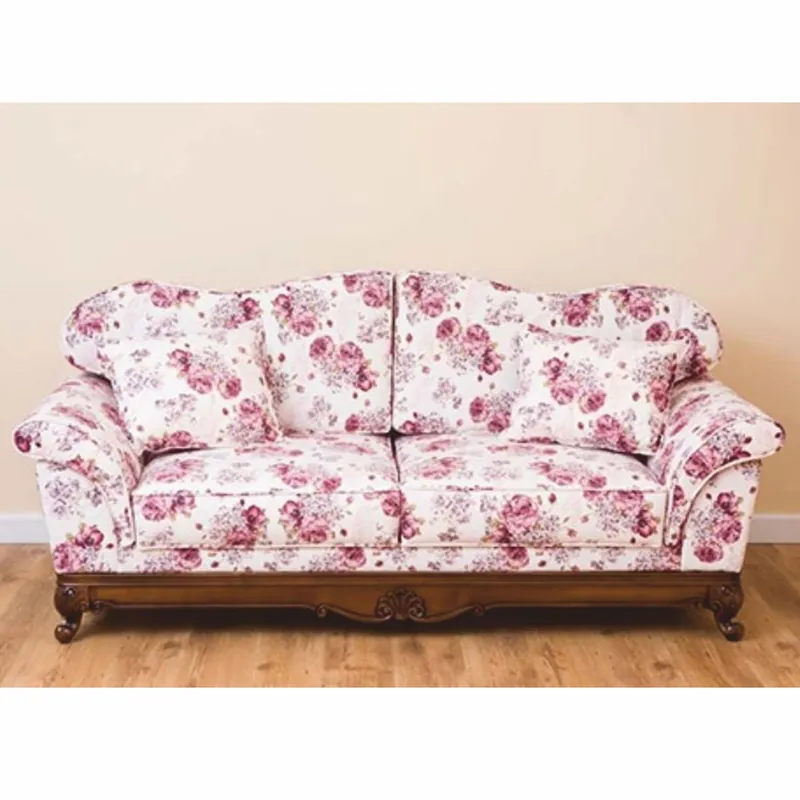 Casa Padrino canapé baroque de luxe blanc / rose / marron 210 cm - Meubles de salon baroques Echt