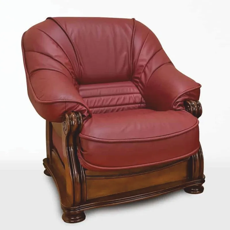 Bestseller Casa Padrino fauteuil baroque de luxe en cuir bordeaux rouge / marron - Meubles baroques